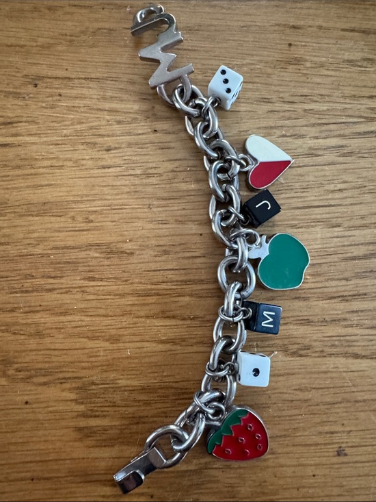 Marc Jacobs Jewelry - Marc Jacobs 90’s 2000 Silver Charm Bracelet with Green Apple and Dice Charms